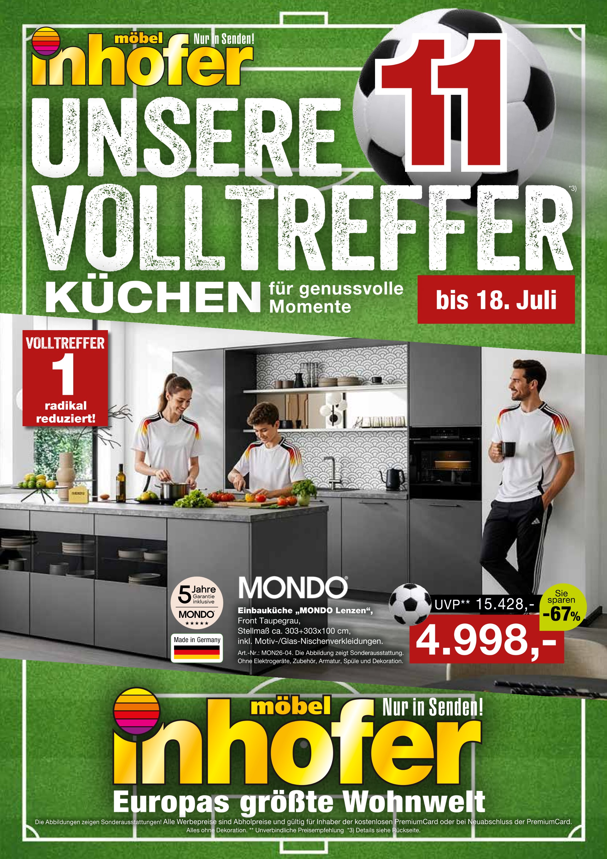 Möbel Inhofer Prospekt für Germaringen: UNSERE VOLLTREFFER - KÜCHEN, 6 Seiten, 11.06.2026 - 18.07.2026